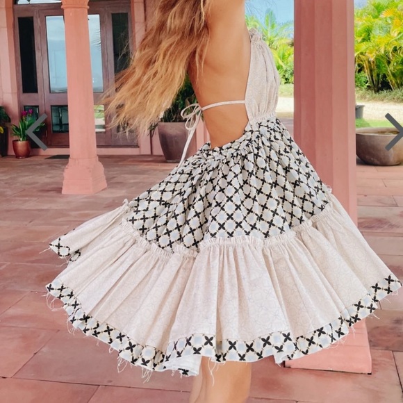 NWT Verge Girl Wildflower linen summer halter neck Coachella festival mini dress - Picture 8 of 16